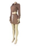 Casual Street Sportswear Daily Solid Color V Neck Long Sleeve Two Pieces