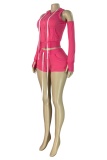 Sexy Casual Street Solid Color Cardigan Collar Two Pieces
