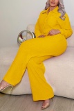Casual Daily Solid Color Turndown Collar Long Sleeve Two Pieces