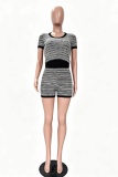 Casual Business Wear Sportswear Daily Y2k Stripe V Neck Two Pieces