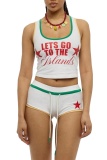 Casual Street Sportswear Letter Print Vests Sleeveless Two Pieces