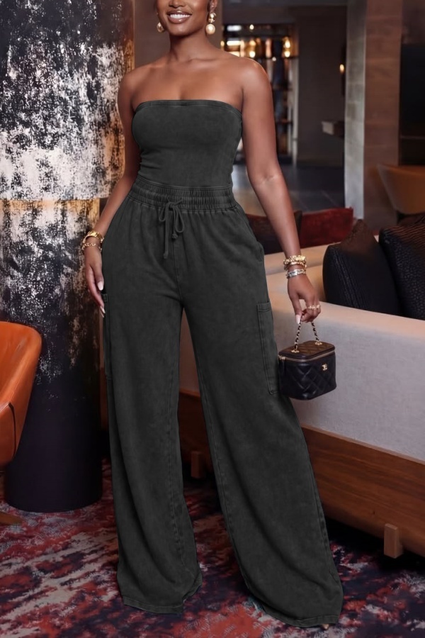Sexy Casual Daily Y2k Solid Color Solid Color Strapless Regular Jumpsuits