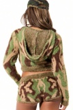 Sexy Street Party Hip Hop Y2k Camouflage Cardigan Collar Long Sleeve Two Pieces