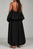 Casual Street Daily Solid Color Backless Spaghetti Strap Two Pieces