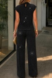 Casual Street Daily Office lady Y2k Solid Color With Belt Half A Turtleneck Short Sleeve Two Pieces