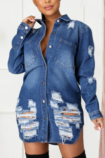Blue Street Geometric Turndown Collar Outerwear