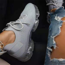 Grey Casual Sportswear Patchwork Solid Color Closed Sport Running Shoes