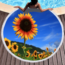 Green Yellow Casual Party Print Tassel Split Joint Beach Mat