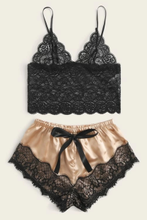 Khaki Sexy Fashion Lace Suspender Pajamas