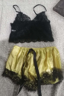 Gold Sexy Fashion Lace Suspender Pajamas