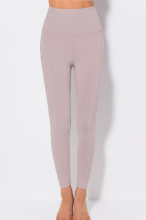 Red Bean Powder Casual Sportswear Solid Split Joint Skinny High Waist Pencil Solid Color Bottoms