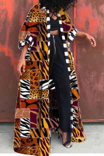 Yellow Casual Bohemian Vintage Print Patchwork Outerwear