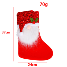 Red British Style Cute Santa Claus Sequins Split Joint Sock