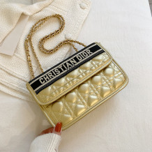 Gold Fashion Casual Letter Split Joint Bags