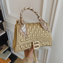 Gold Fashion Casual Plaid Split Joint Bags