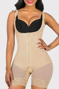 Apricot Sexy Casual Solid Split Joint Bustiers