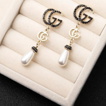 Black Gold Fashion Elegant Patchwork Hot Drill Earrings