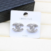 Silver Fashion Simplicity Letter Hot Drill Earrings