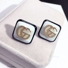 White Fashion Simplicity Letter Split Joint Earrings