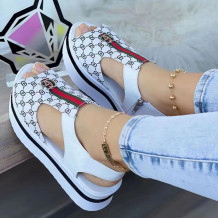 White Fashion Casual Letter Fish Mouth Comfortable Shoes