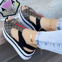 Black Fashion Casual Letter Fish Mouth Comfortable Shoes