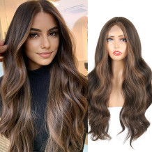 Dark Brown Fashion Casual Patchwork Wigs