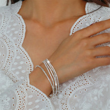 Silver Fashion Simplicity Patchwork Rhinestone Bracelets