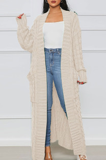 White Casual Solid Patchwork Outerwear