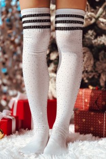 White Casual Daily Striped Patchwork Hot Drill Sock