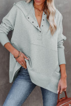 Grey Fashion Casual Solid Patchwork Hooded Collar Tops