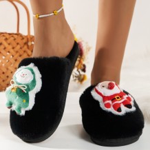 Black Casual Living Patchwork Round Keep Warm Comfortable Shoes
