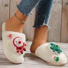 Cream White Casual Living Patchwork Round Keep Warm Comfortable Shoes