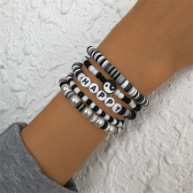 Black White Daily Letter Bracelets
