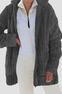 Dark Gray Casual Solid Patchwork Cardigan Collar Outerwear