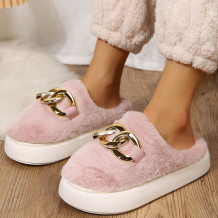Pink Casual Living Patchwork Solid Color Round Keep Warm Comfortable Shoes