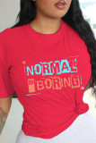 Black Street Print Letter O Neck T-Shirts