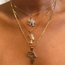 Gold Casual Daily Solid Patchwork Necklaces