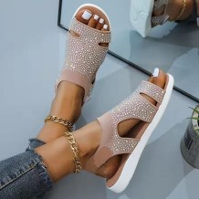 Pink Casual Patchwork Rhinestone Round Comfortable Shoes