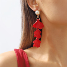 Red Casual Solid Patchwork Earrings