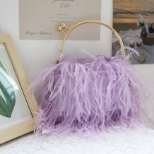Light Purple Casual Daily Party Solid Patchwork Feathers Bags