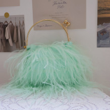 Light Green Casual Daily Party Solid Patchwork Feathers Bags