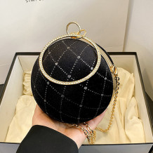 Black Casual Daily Patchwork Chains Rhinestone Bags