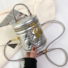 Silver Casual Daily Solid Patchwork Zipper Bags