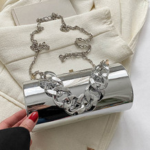 Silver Casual Solid Patchwork Chains Bags