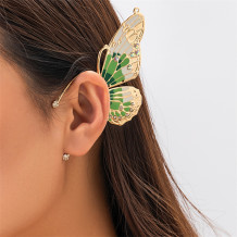 Green Casual Butterfly Patchwork Rhinestone Earrings