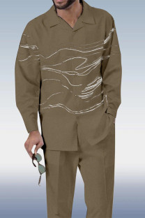 Mustard Yellow Olive Colorblock Walking Set 2-Piece Long Sleeve Set