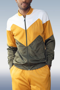 Yellow Men's Gold and Olive Tracksuit 2-Piece Set