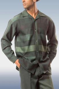Green Men's Green Suede Long Sleeve Walking Suit 042