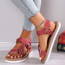 Red Casual Daily Patchwork Round Comfortable Shoes