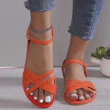 Orange Casual Patchwork Round Comfortable Shoes